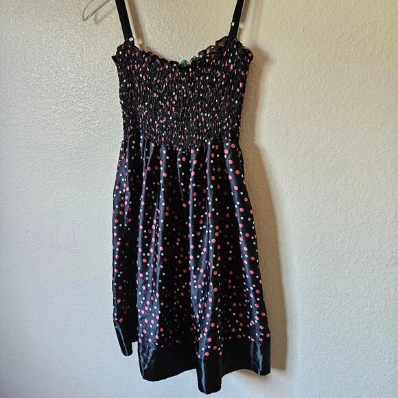 Y2K Poke A Dot Mini Dress Size Medium Vintage Black Pink - Picture 2 of 7